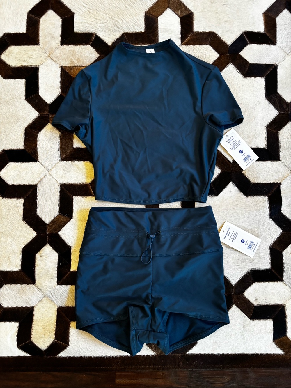 Two-Piece Outdoor Voices Active Swim Set in Deep Teal Navy